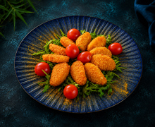 CROCHETE VEGETALE CU RUCOLA SI ROSII CHERRY